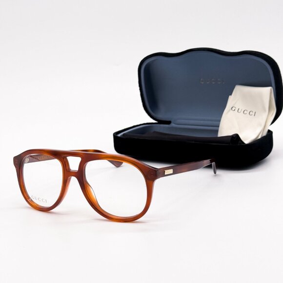 NEW GUCCI GG1320O 002 HAVANA PILOT UNISEX EYEGLASSES GUCCI - Picture 2 of 12